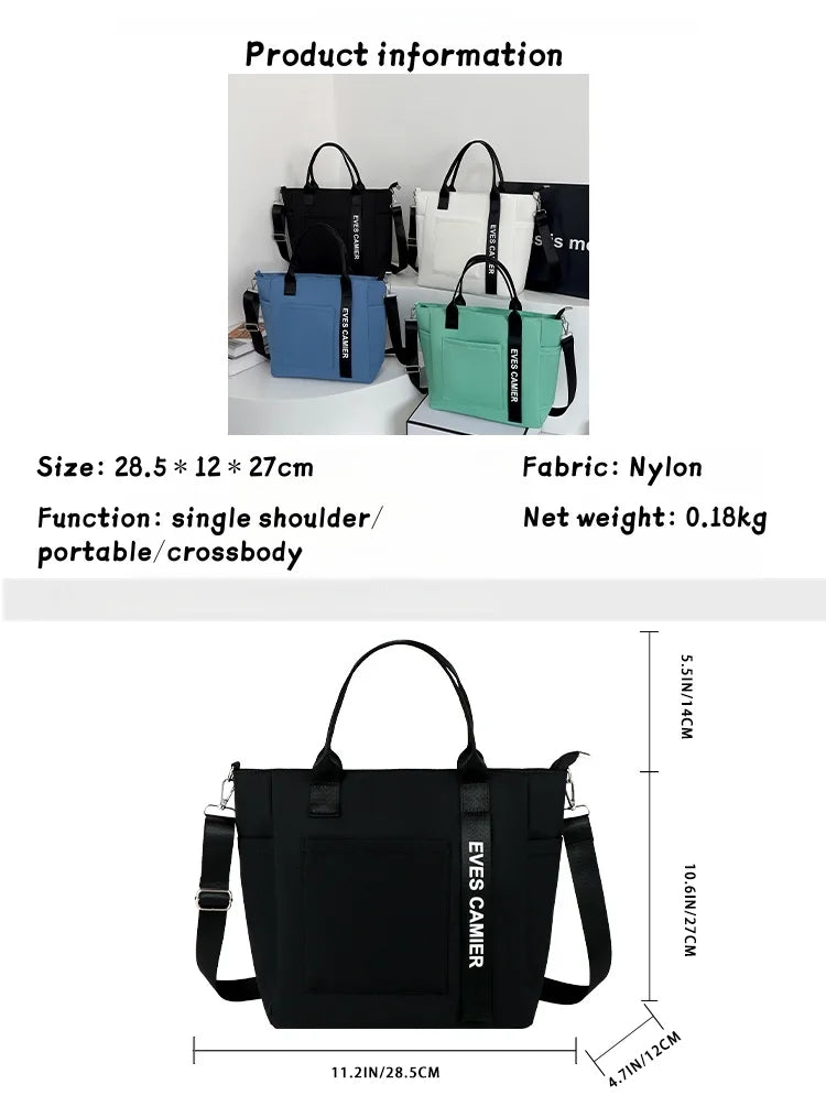Nylon Fabric Shoulder Bag Casual Large Capacity Versatile Crossbody Bag Daily Commuting Tote Bag
