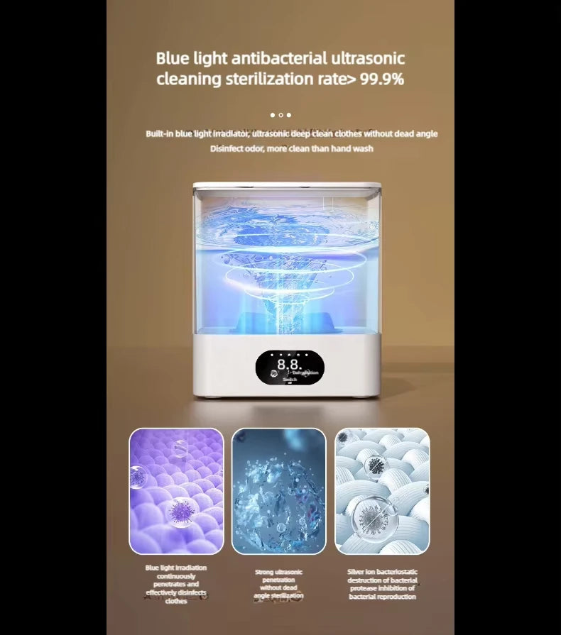 Blue-Purple Antibacterial Mini Washing Machine for Socks Underwear Towels Baby Clothing Small Pieces of Laundry Compact Washer