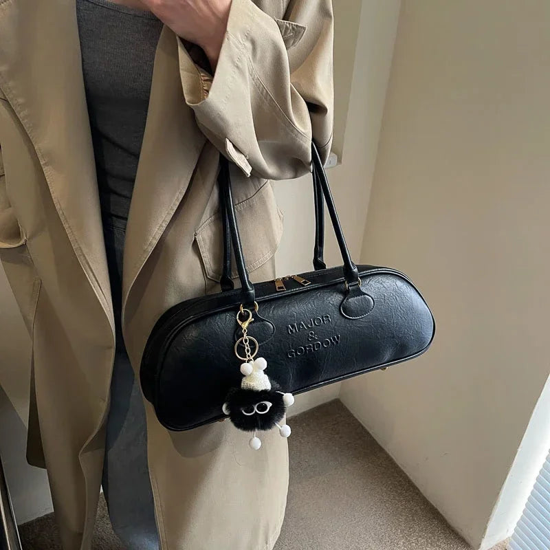 Pu Solid Sewing Zipper Shoulder Bags Soft Baguette Type 2024 High Quality Bags for Women Large Capacity Women's Handbags