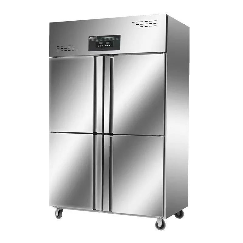 4-Door Commercial Freezer Refrigerator - Large Vertical Air Cooling Frozen Food Storage for Kitchen Restaurant