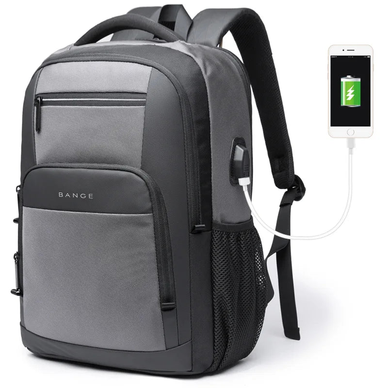 BANGE Lightweight 15.6 inch Laptop Backpack Waterproof USB Charge Port Multifunctional Travel Hiking School Bag Mochila for Men