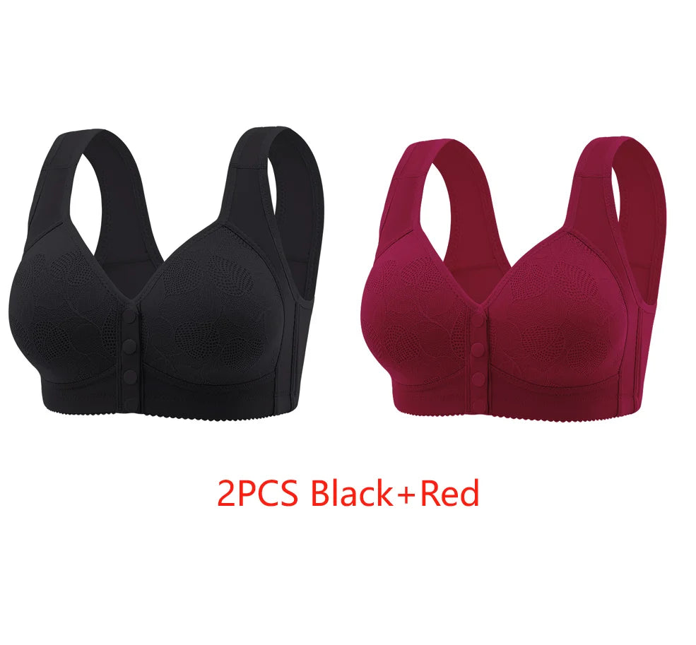 New Pregnant Women's Front Open Button Breastfeeding Bra Women's Large Steel Ring Free Bra Traceless Thin Comfortable Bra