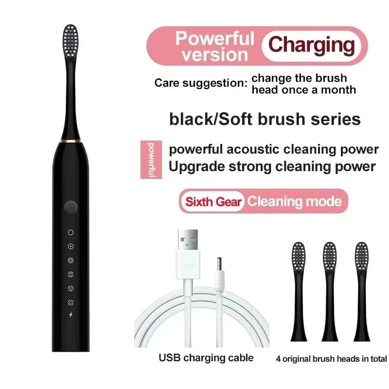 Six-Speed Automatic Electric Toothbrush Adult & Children's Universal Soft Bristle Charging Smart Toothbrush for All Ages