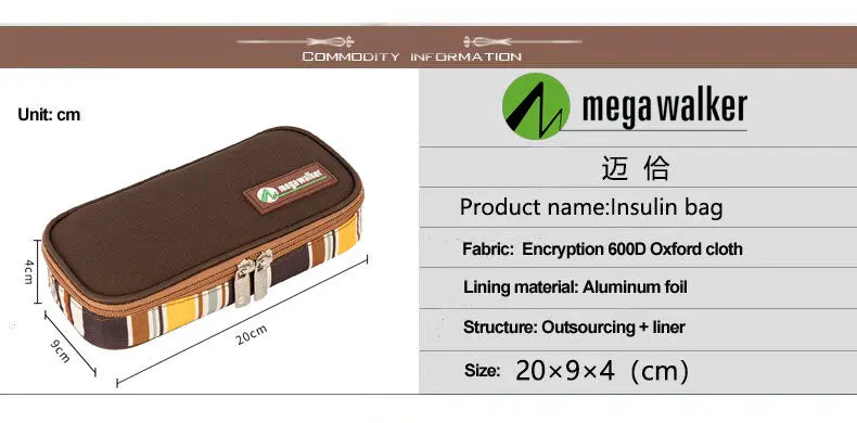 mega Insulin Cooler box Middle-sized bag Portable Insulated Diabetic Insulin Travel Case Nylon Fabric Aluminum Foil ice bag