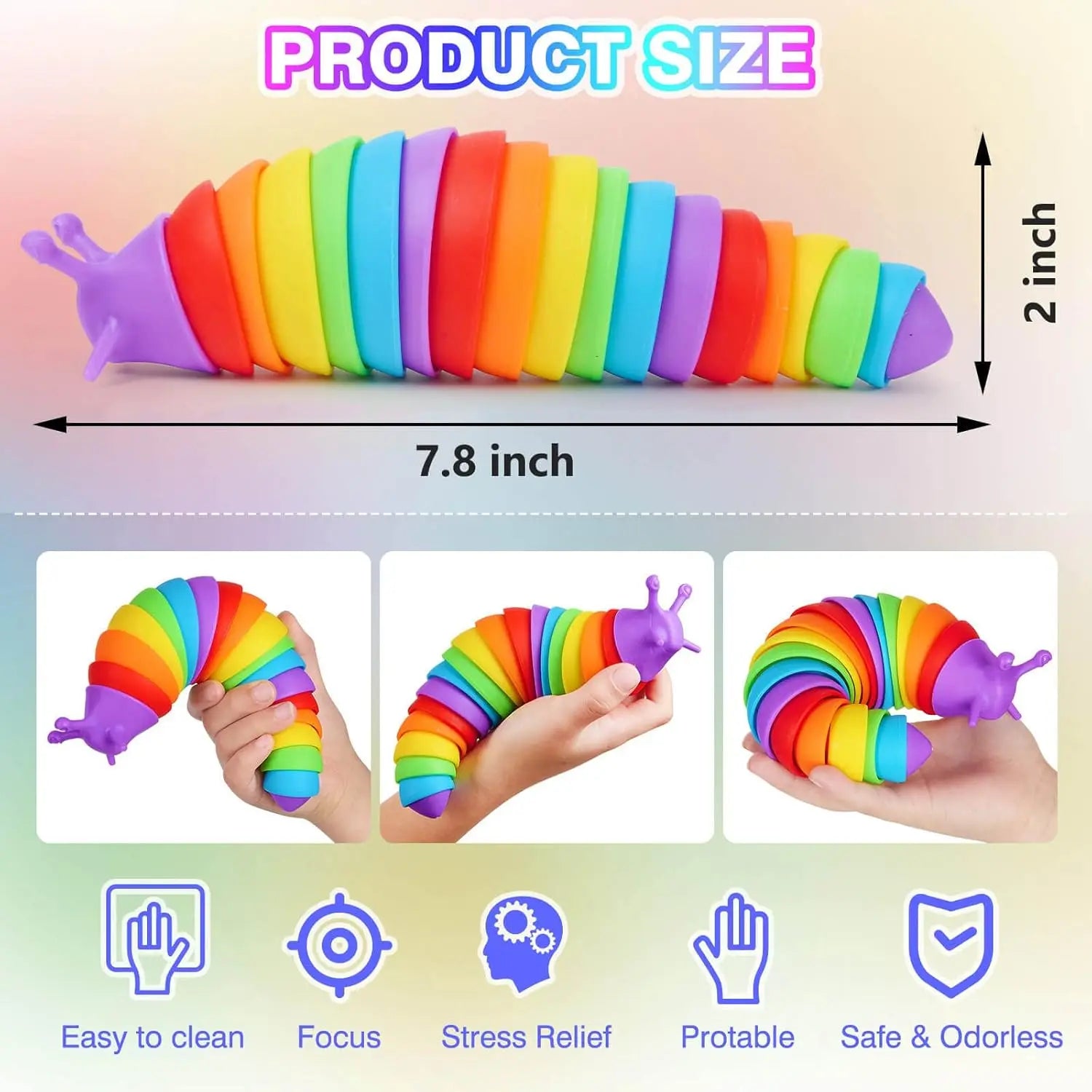Colorful Simulation Caterpillar Antistress Toy Funny Fidget Decompression Articulated 3D Stress Reliever Gift Toy for Kids Adult