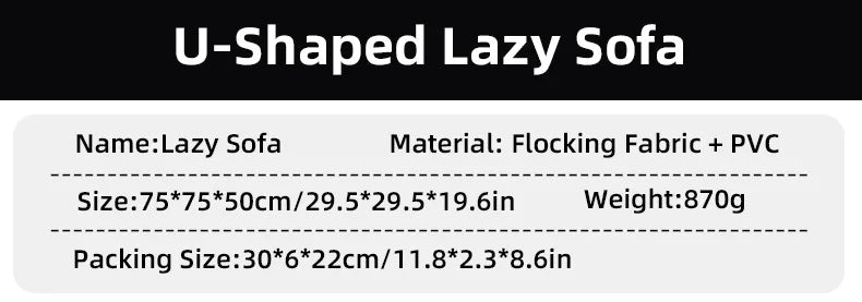 Lazy U-Shaped Inflatable Sofa Chairs Flocking Pvc Lounger Seat Outdoor Camping Living Room Portable Folding Air Single Sofa