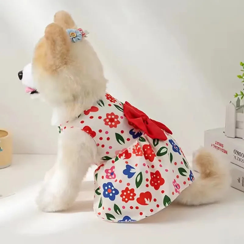 Small Dog Flower Princess Dress Kitty Teddy New Pet Clothes Cute Dog Skirt Summer Thin Pet Accessories Chihuahua Apparel