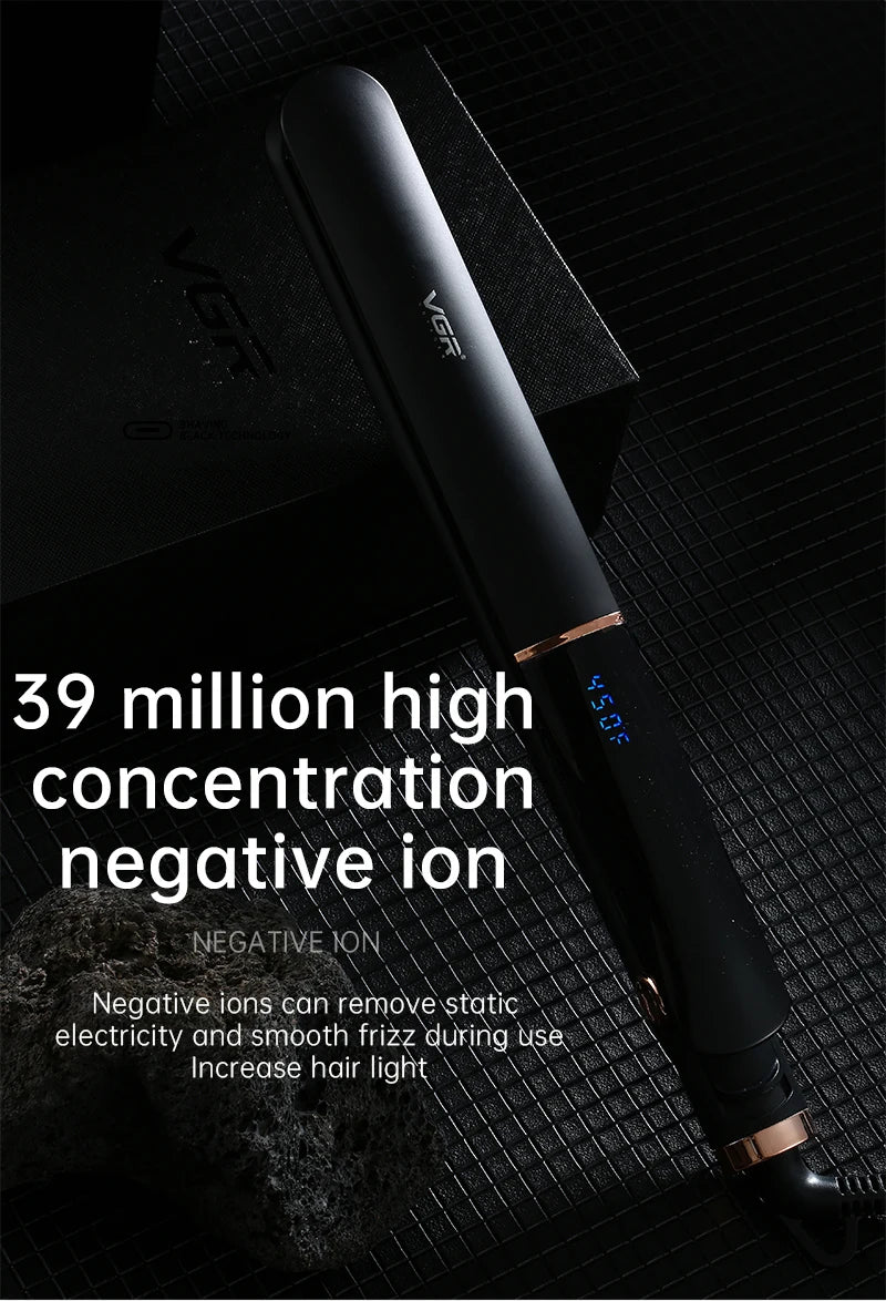 VGR Electric Hair Brushes Ceramics Curling Iron Black Dryer And Straightening Brush Hair Styling Brush 45