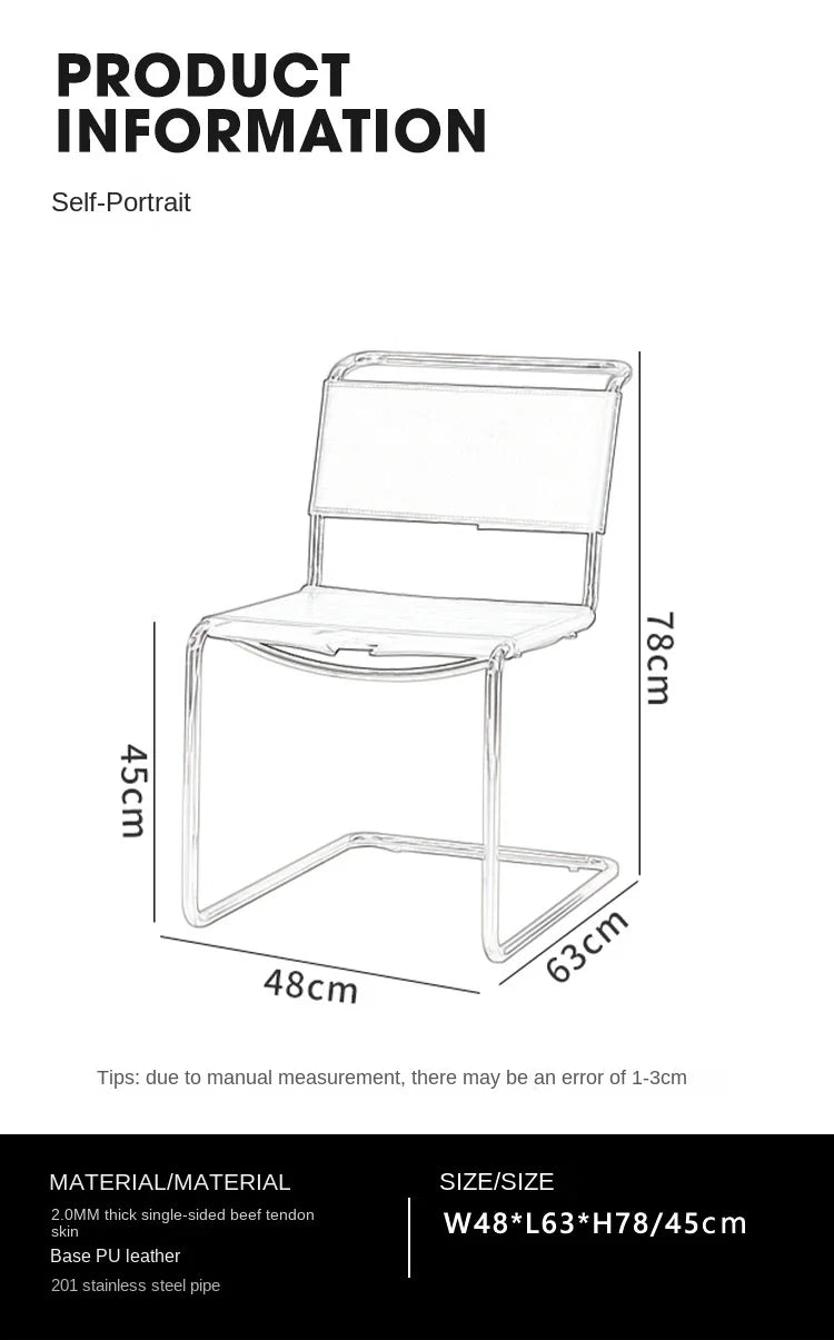 JOYLIVE Nordic Home Living Room Furniture Ins Wind Stainless Steel Pipe Chair Saddle Leather Back Seat Leisure Negotiation Chair