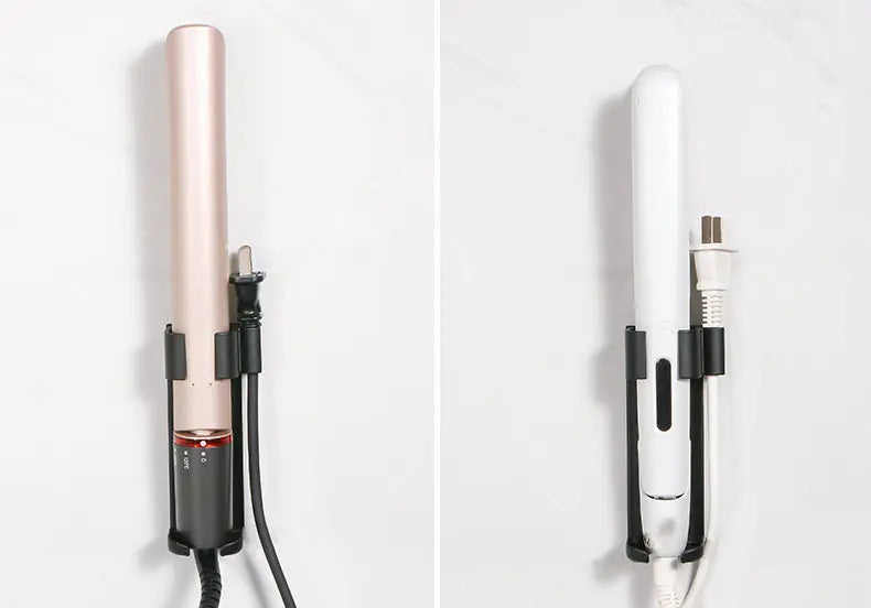 Bathroom Hair Tool Holder Space Aluminum Straightener Holder Rack No Punching Hair Curler Holder Build In Cable Management Slot