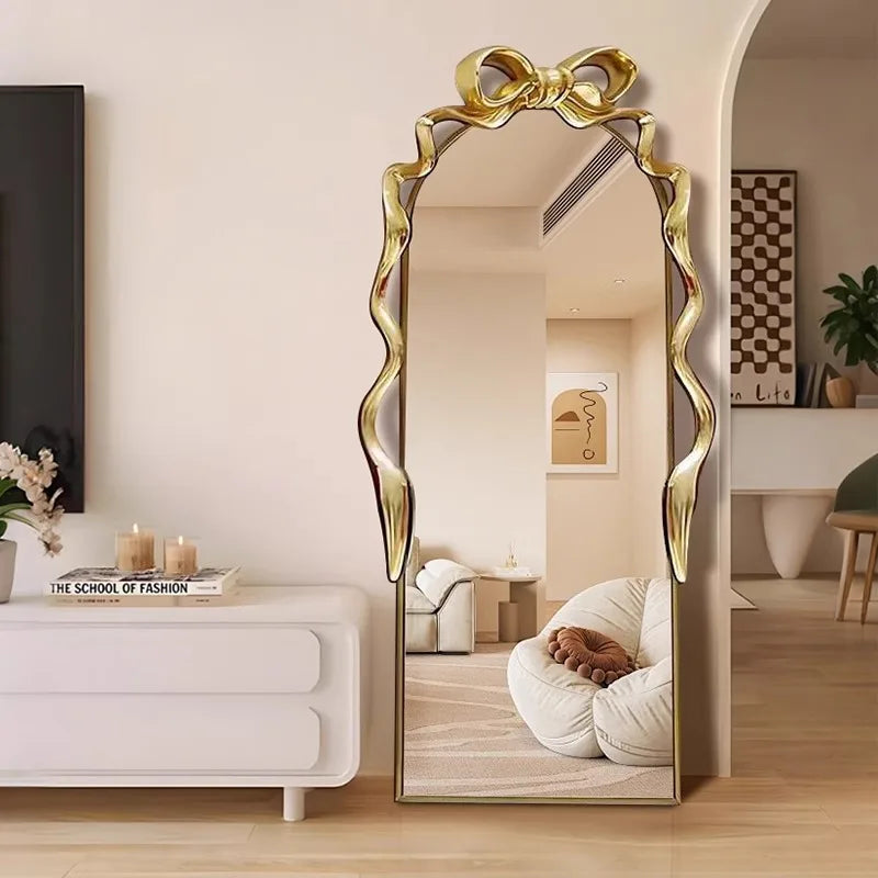 Luxury elegant wooden floor mirror high-end specchiera da pavimento furniture American style vintage full body mirror Black