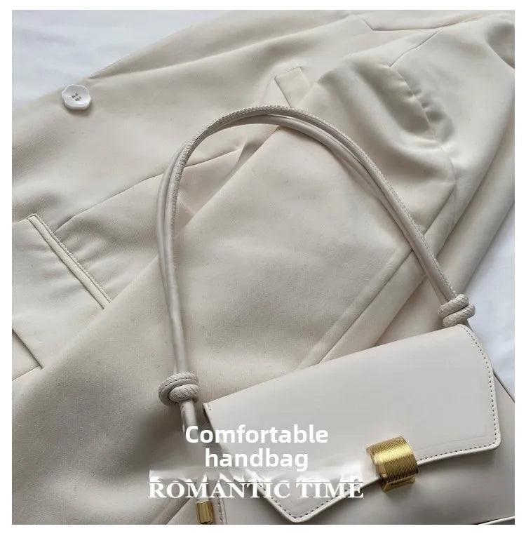 Simple Metal Buckle Handbag MessengerBag, Stylish and Versatile Shoulder Underarm Bag, Chic Baguette Bags for Women Daily Use