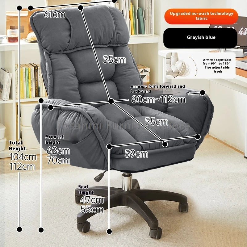 High-Back Gaming Recliner Chair Home Office Comfort Soft Desk Chair Ergonomic Wide Seat Computer Chairs with Adjustable Armrests