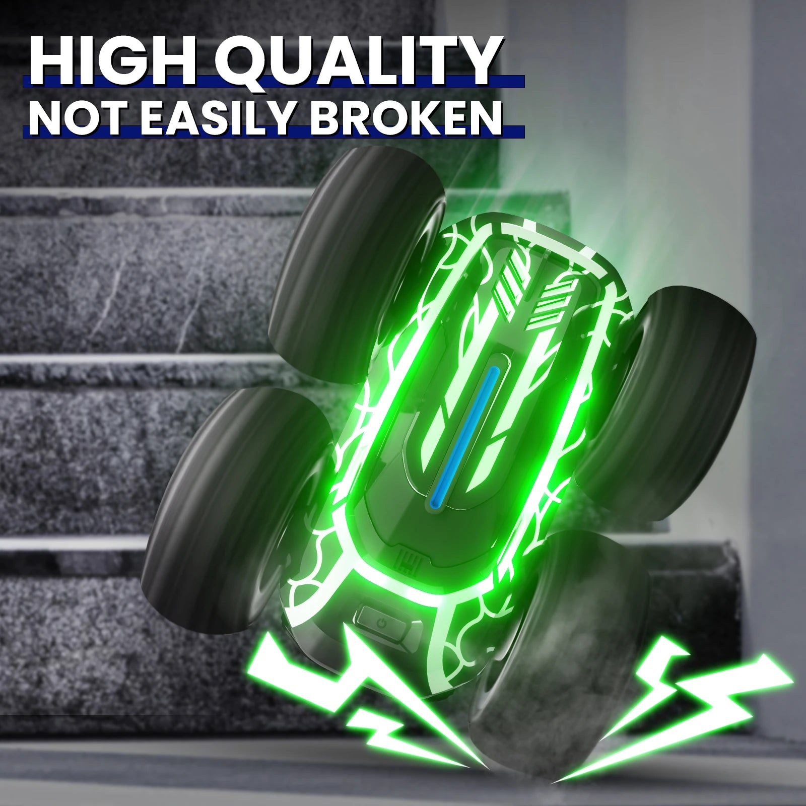 Sinovan Remote Control Car with Lights for Boys 4-7, 2.4GHz Rc Stunt Cars for Kids, 360°Rotating Double Sided RC Car Toys Black