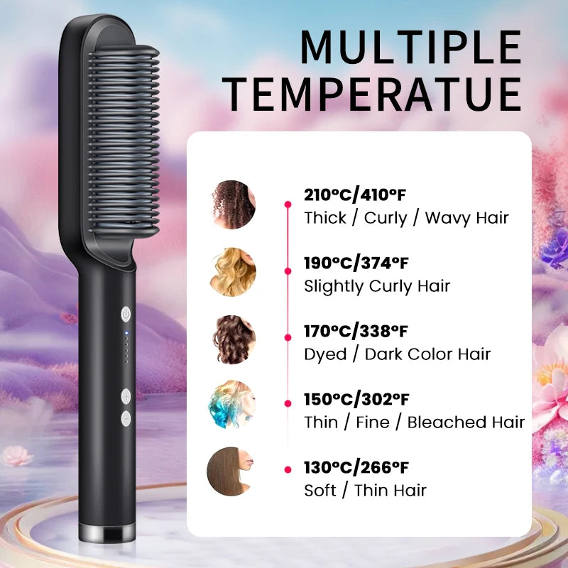 KSKIN Hot Sale Hair Straightener 2 in 1 Brush Multifunctional Professional Hair Flat Iron Hair Comb