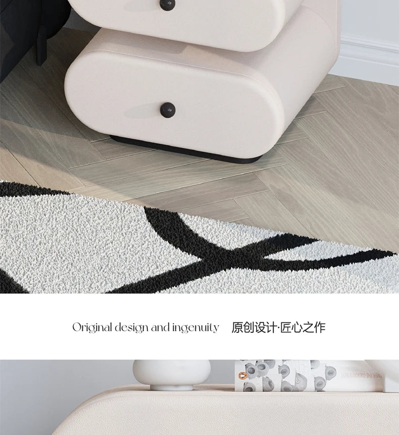 Cream Style Bedside Tables Creative Trendy Space Saving Nightstands Modern Luxury Aesthetic Mesitas De Noche Bedroom Furniture