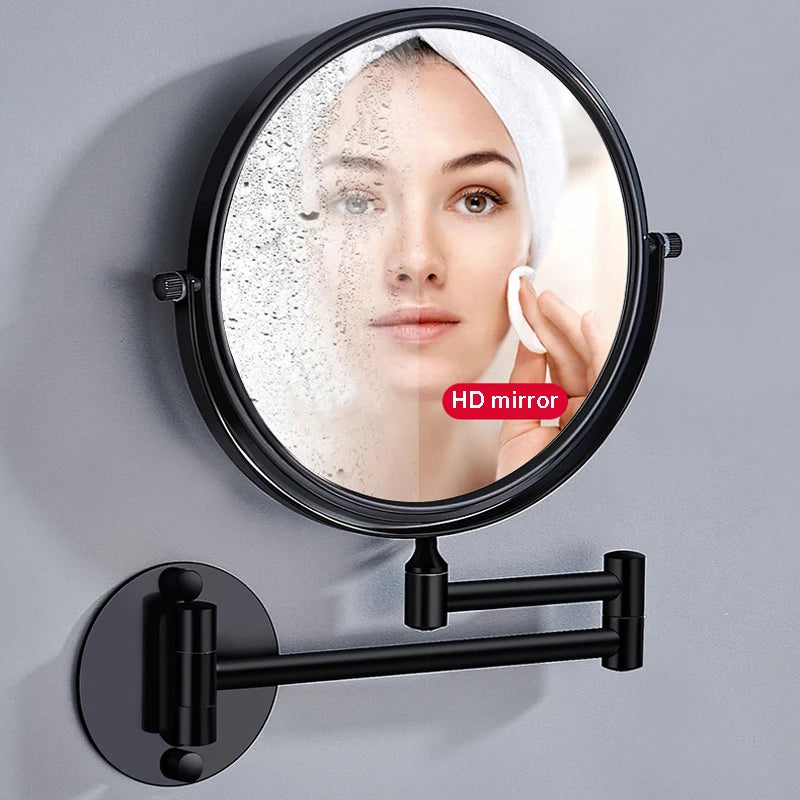 Gold/Black Frame 360 Degree Rotation Double-sided Circular Mirror Retractable and Fold Bathroom Mirror Wall Decorative Mirror