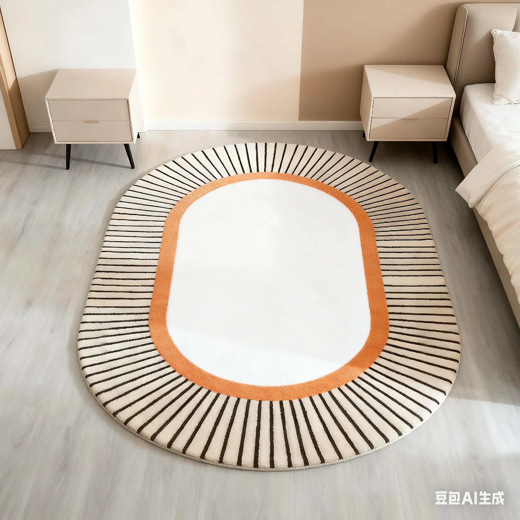 Modern Style Bedroom Decor Line Carpet Anti-slip Carpets for Living Room Thick Plush Lounge Oval Floor Mat Fluffy Soft Study Rug