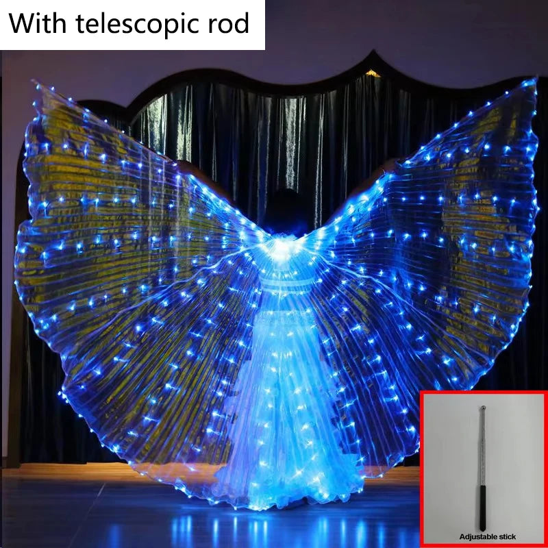 LED Luminous Butterfly Wing Belly Dancing Performance Costumes Stage Show Christmas Party Lighting Cloak Luminous Butterfly Wing