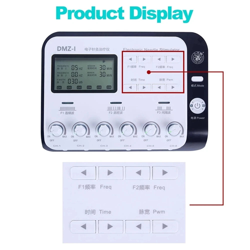 Electric Muscle Stimulator 6 Output Channel Electroacupuncture Acupuncture Needle Physiotherapy TENS Machine Relax Massager Pads