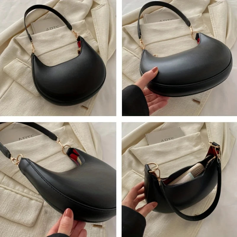 New Fashionable High-end Moon-shaped Baseball Bag, Showing Luxury, Women's Single Shoulder Bag