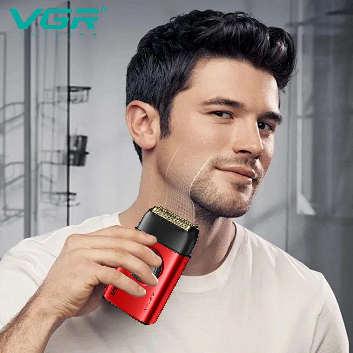 VGR high-end men's shaver alloy reciprocating three blade shaver LED intelligent digital display 9000 speed hair trimmer V-378
