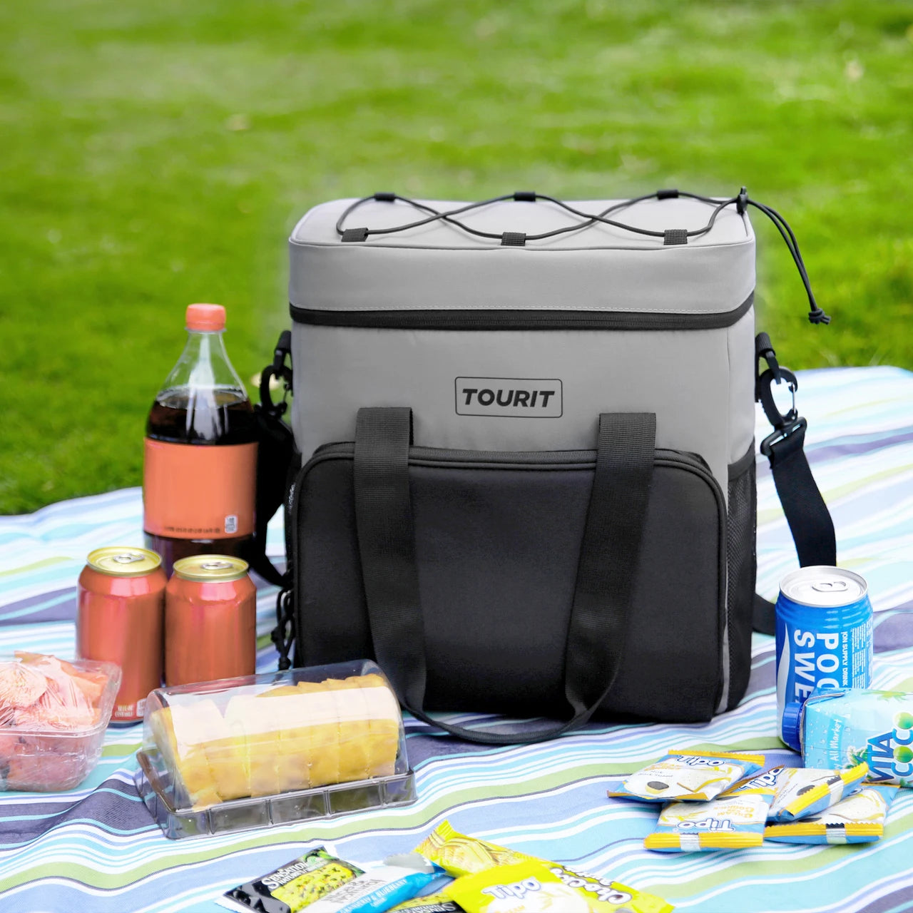 TOURIT Thermal Cooler for Drinks 14.6L 24L 32L Foldable Insulated Cooler Bag Leakproof Car Refrigerator Bag Food Delivery Bag