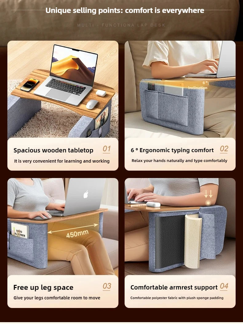 Multi-Functional Knee Laptop Desk Lazy Sofa Tray Table Bed Writing Stand Reading Gaming Table for Small Space Use