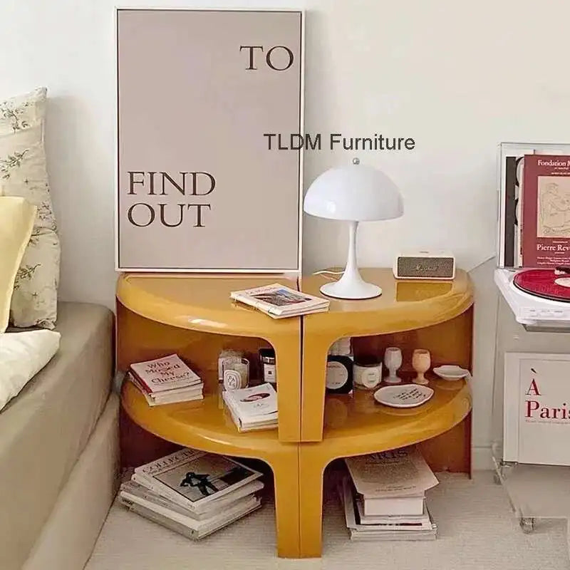 Nordic Round Color Side Table Creative ABS Plastic Coffee Tables Designer Living Room Furniture Modern Home Storage Corner Table