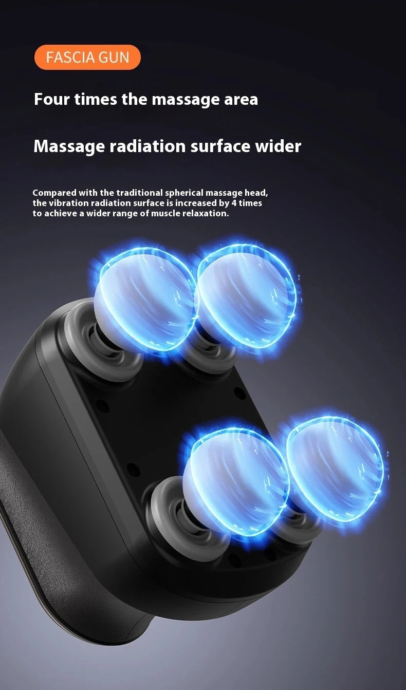 Portable Fascia Gun Muscle Massager Gun Four-head High Frequency Neck Shoulder Waist Massage Machine Professional Fascia Massage