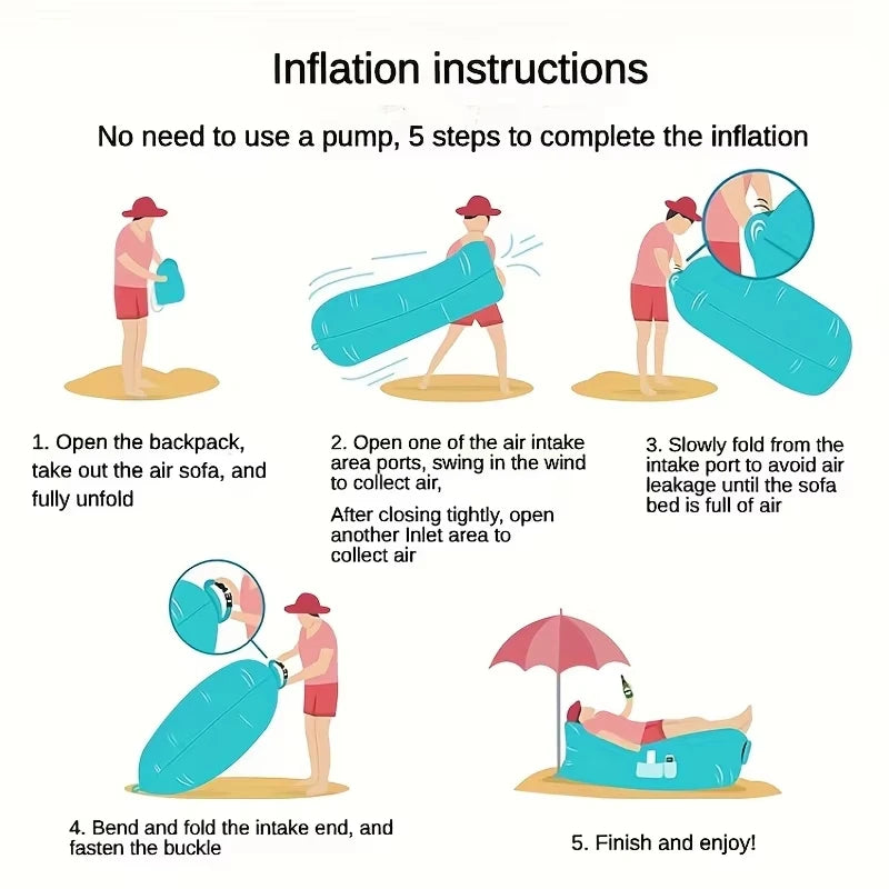Lazy Inflatable Sofa Outdoor Chair Portable Inflatable Couch Folding Camping Sofa Outdoor Furniture Beach Inflatable Lounger
