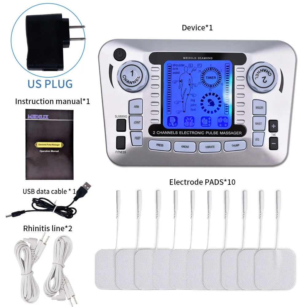 Electric 12 Modes TENS Acupuncture Physiotherapy EMS Muscle Stimulator Pulse Meridian Therapy Machine Body Relaxation Healthcare