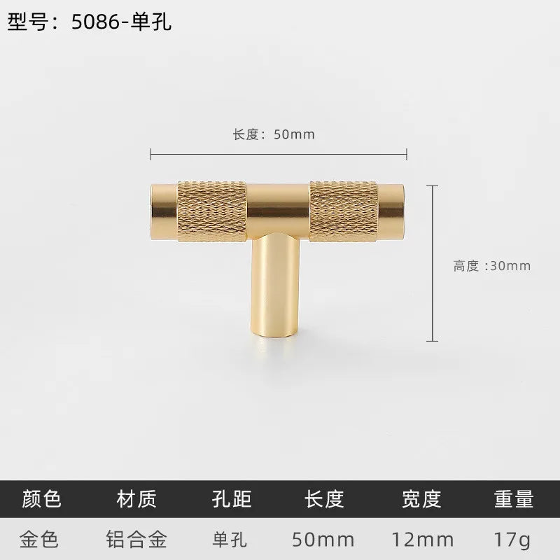 Black Gold Knurled Kitchen Cupboard Cabinet Storage Handles Closet T Bar Wardrobe Door Pulls Door Knobs Home Furniture Handles