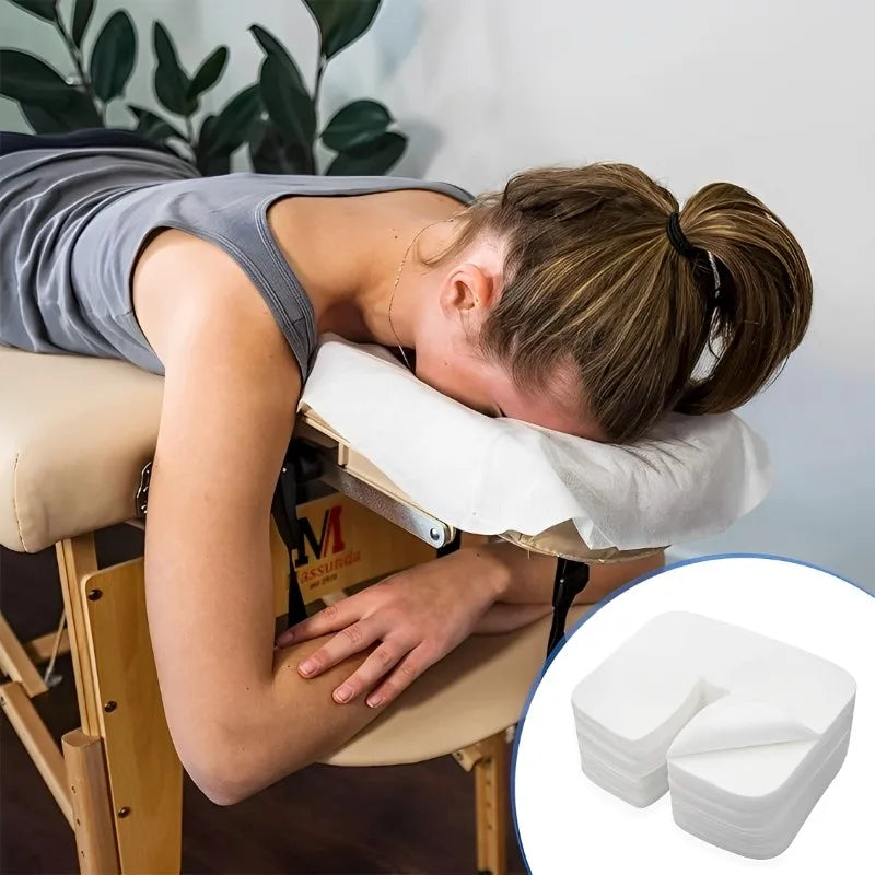 500/100pcs Disposable Face Cradle Covers Headrest Massage Pillow Paper Soft Non-Woven Face Covers for Spa Salon Beauty Supplies