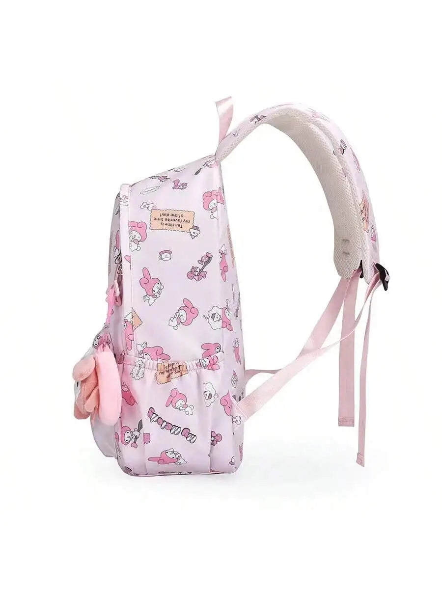 Sanrio Backpack, Kawaii Stylish  Bag, Women's Colorblock Rucksack, Large Capacity Foldable Outdoors Daypack