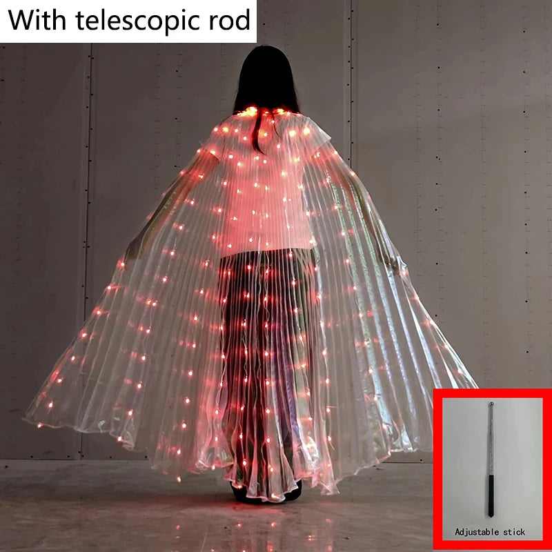 LED Luminous Butterfly Wing Belly Dancing Performance Costumes Stage Show Christmas Party Lighting Cloak Luminous Butterfly Wing
