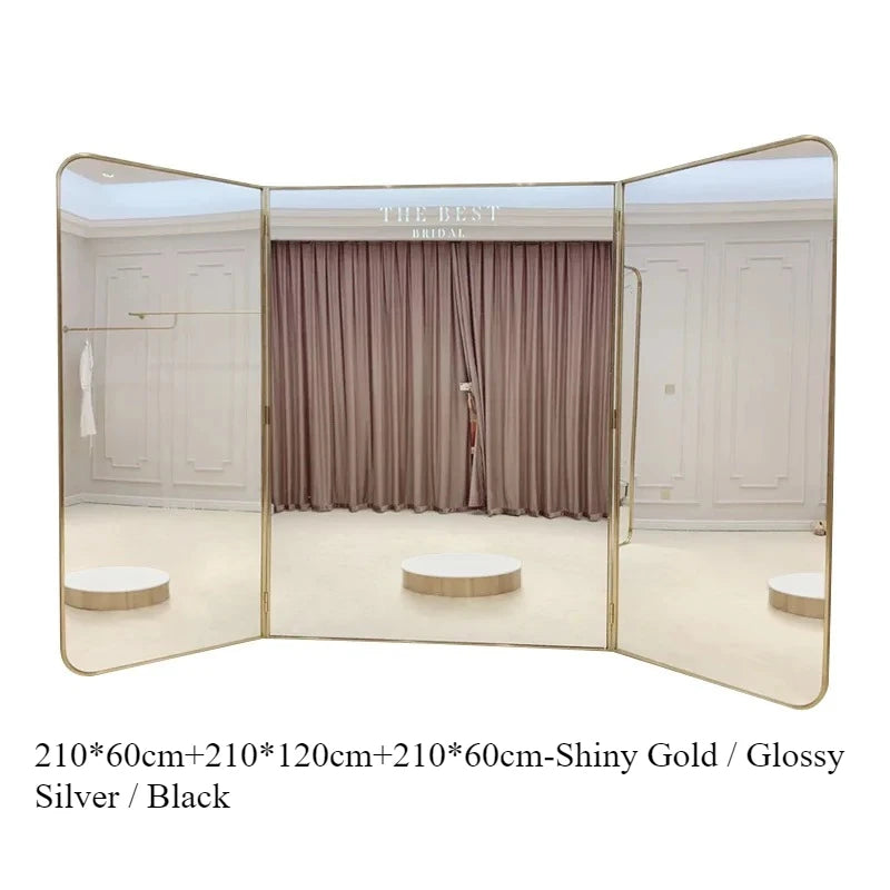 Standing Mirror Luxury Large Floor Mirror Square Round Full Length Mirror for Bridal Shop