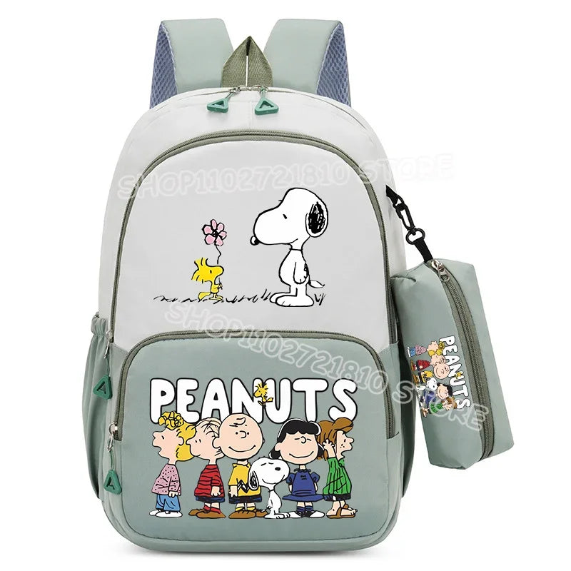 2pcs Snoopy School Bag Boys Girls Large Capacity Water-repellent Student Backpacks High Value Cute Cartoon Print Bookpack Gift