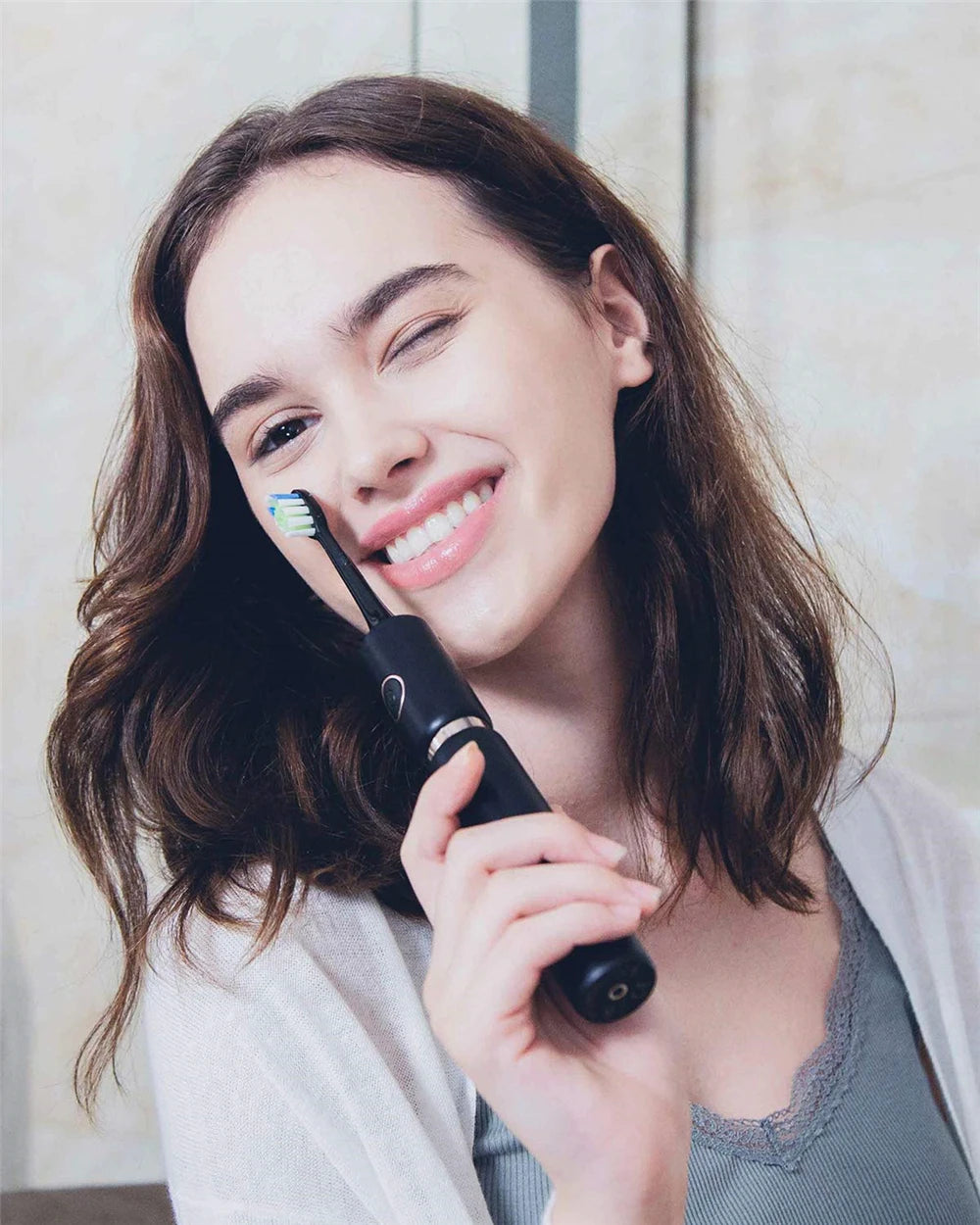 Fairywill P11 Sonic Whitening Electric Toothbrush Rechargeable USB Charger Ultra Powerful Waterproof 8 Heads and 1 Travel Case