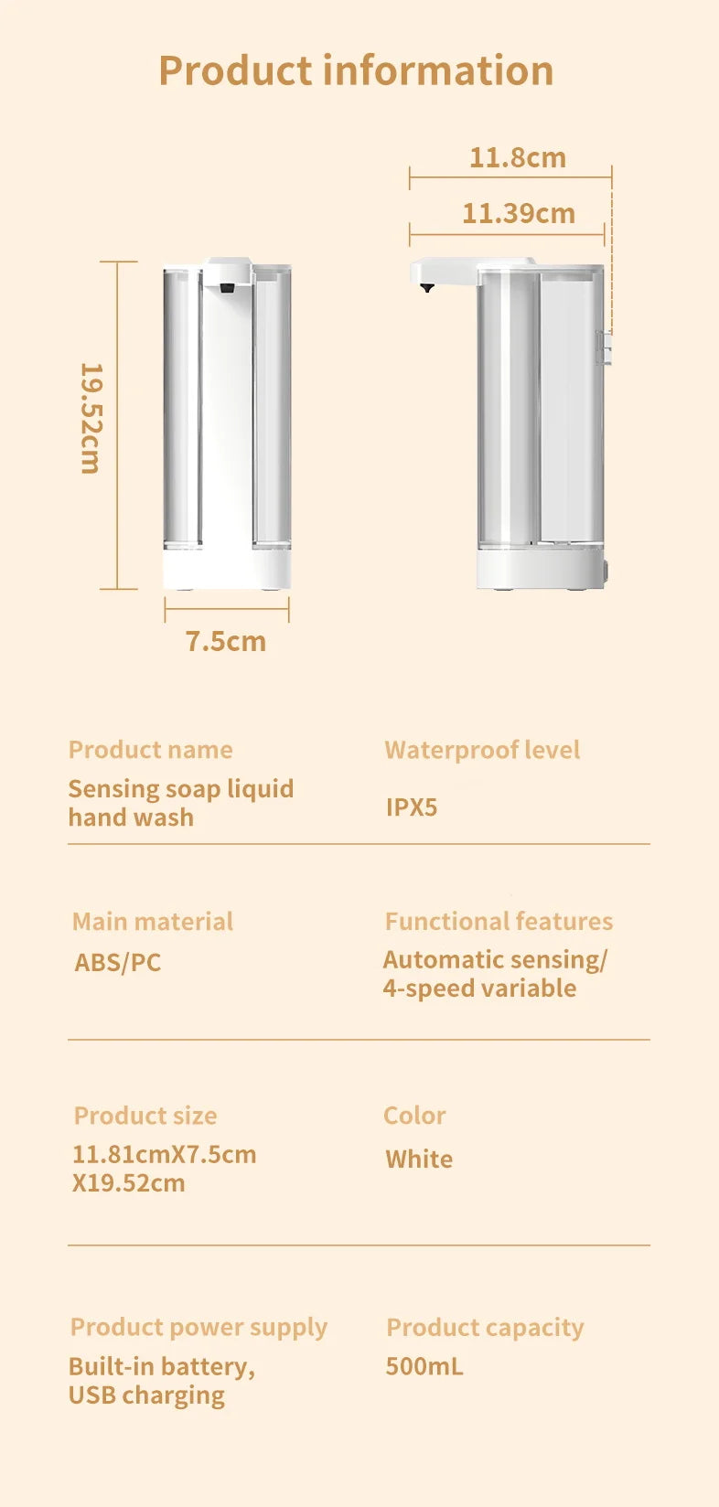 Automatic Sensor Hand Sanitizer Machine Dish Soap Machine Body Wash Shampoo Smart Distance Sensing KitchenToilet Home Dispenser