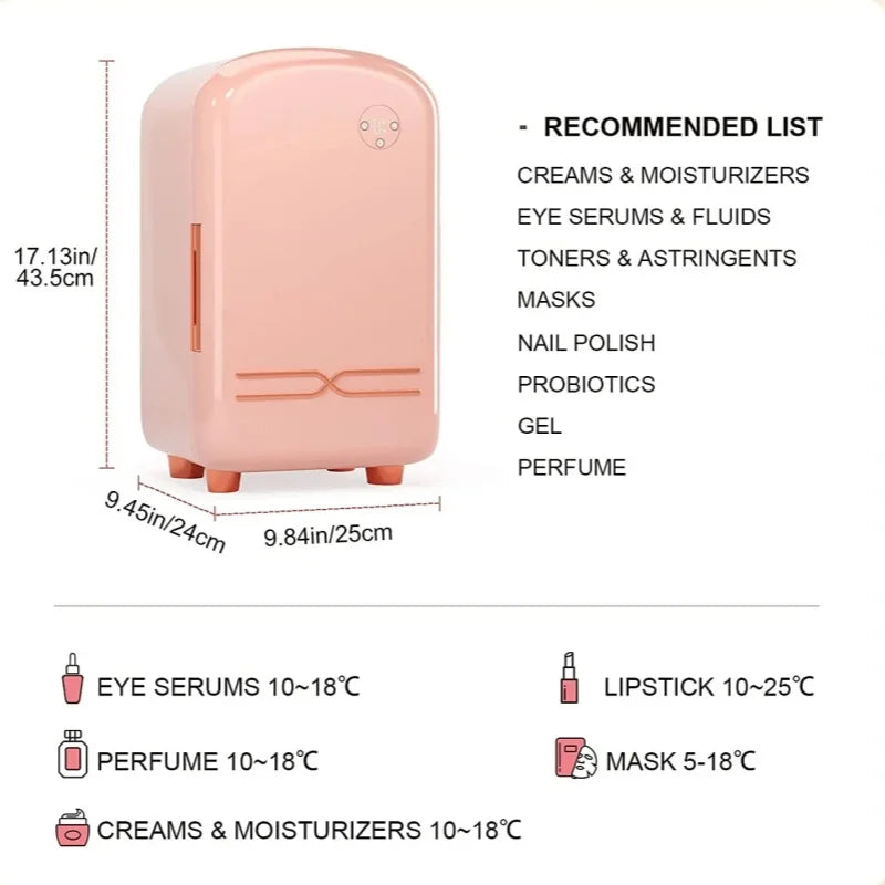Mini Skin Care Fridge Makeup Cooler 8-18°C Constant Temperature LED Light Beauty Refrigerator for Bedroom Skin Care & Cosmetics