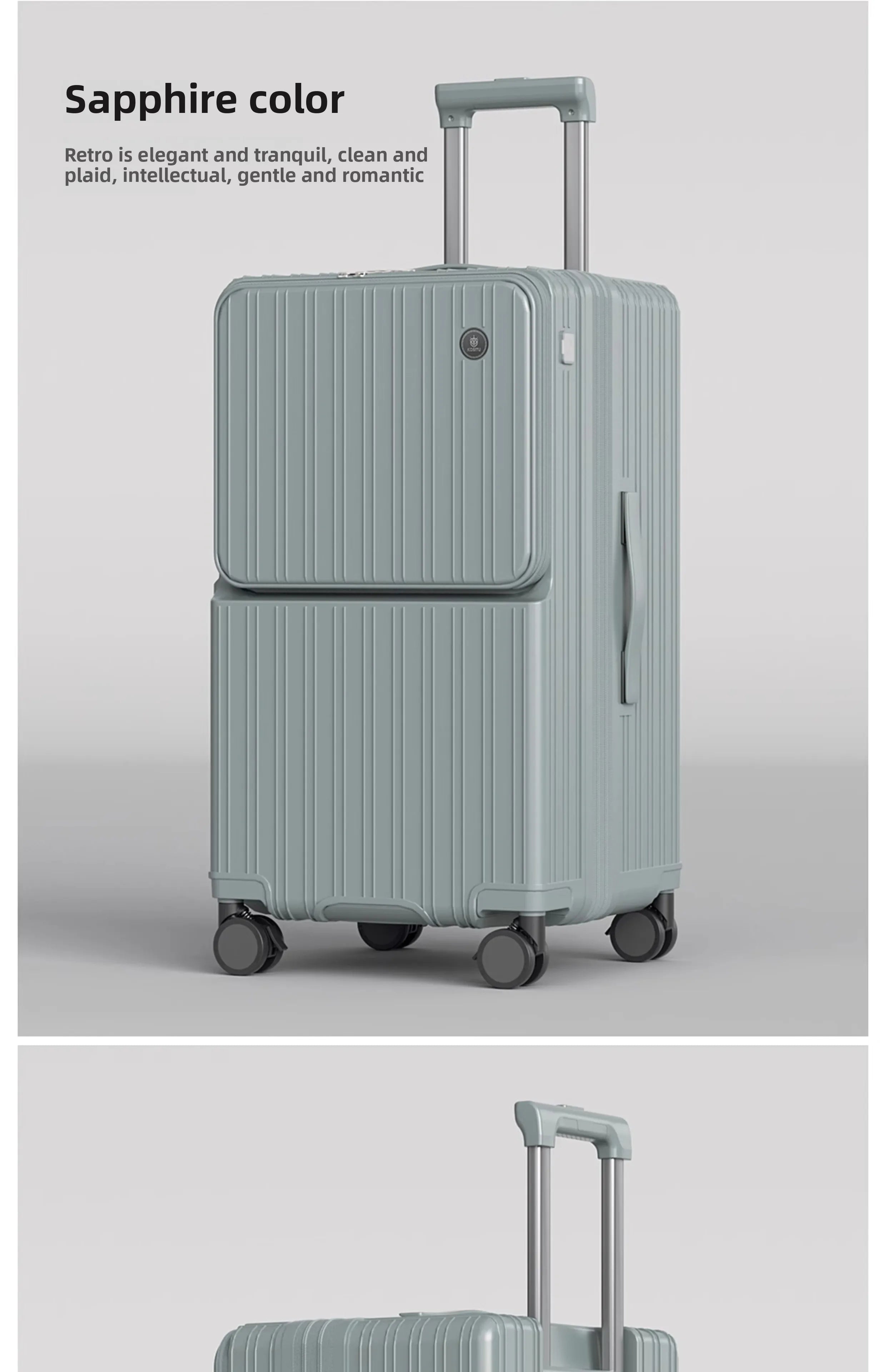 KLQDZMS Cabin Suitcase 20"22"24"26"28"30 Inch Large Capacity Trolley Case USB Charging Boarding Box Front Opening Luggage