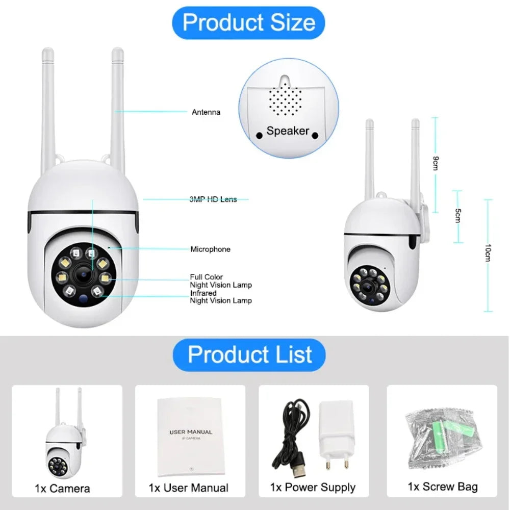 4K 8MP WiFi Wireless Monitor Camera Motion Detection Two-Way Audio Smart Home Security Protection 355°/90° Swivelling IP Camera
