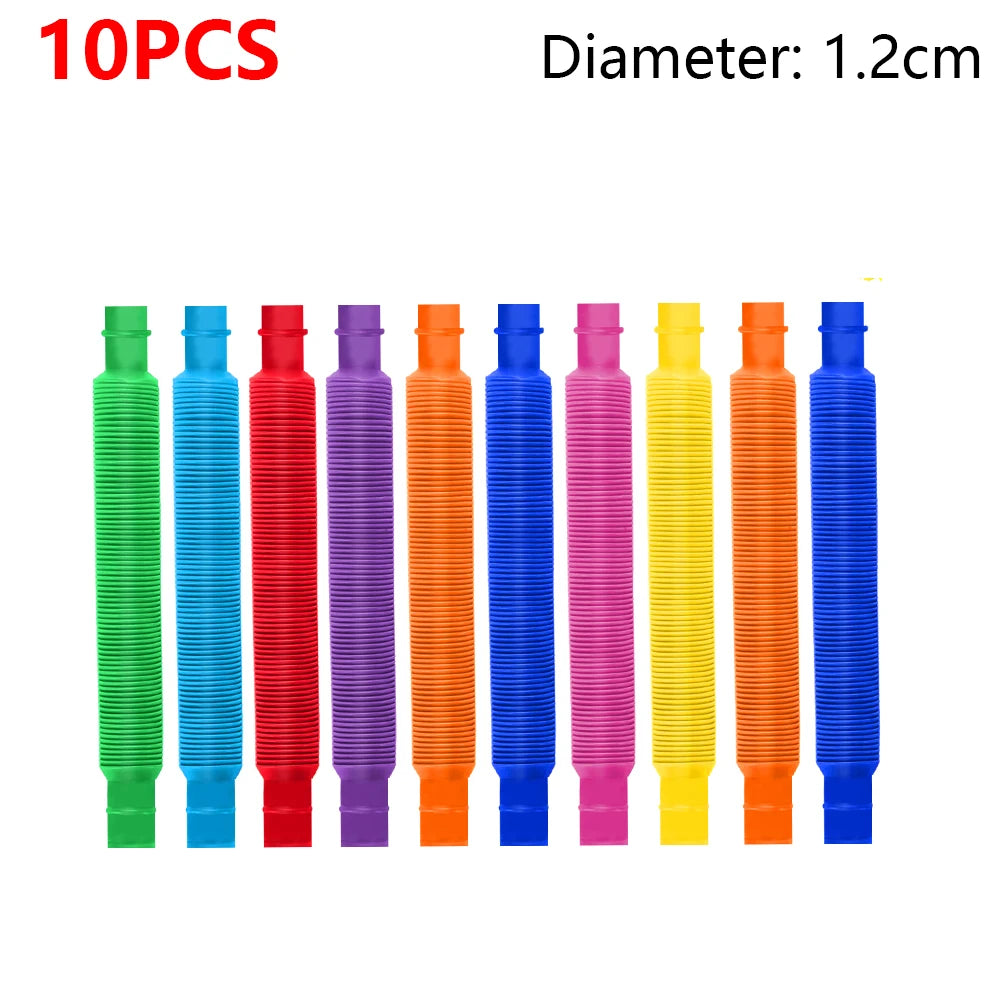 10Pcs Large Pop Tubes Fidget Toys Sensory Toy For Stress Anxiety Relief For Children Adults Learning Toys Toddlers Stretch Tubes