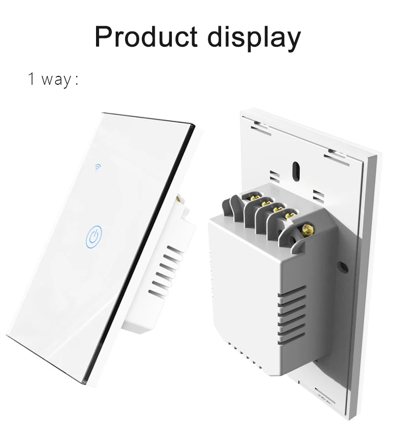 WiFi&Buletooth US Standard Touch Panel Switch Smart Switch Panel 1/2/3/4 Way Works With Tuya Compatible with Google Home