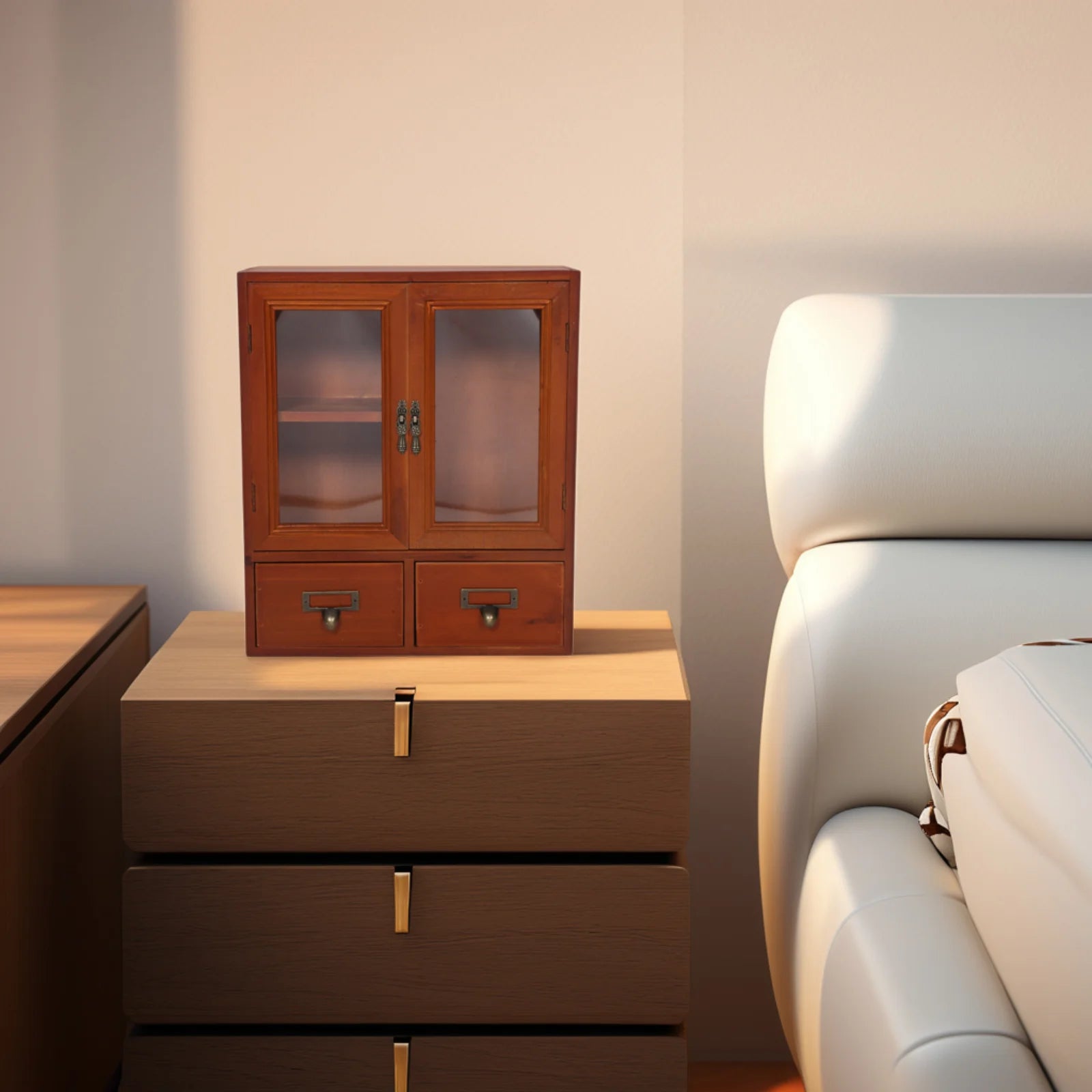 Blue Double Doors Retro Wall Wooden Cabinet Storage Box Display Countertop Furniture Kitchen Living Room House Wall Mount