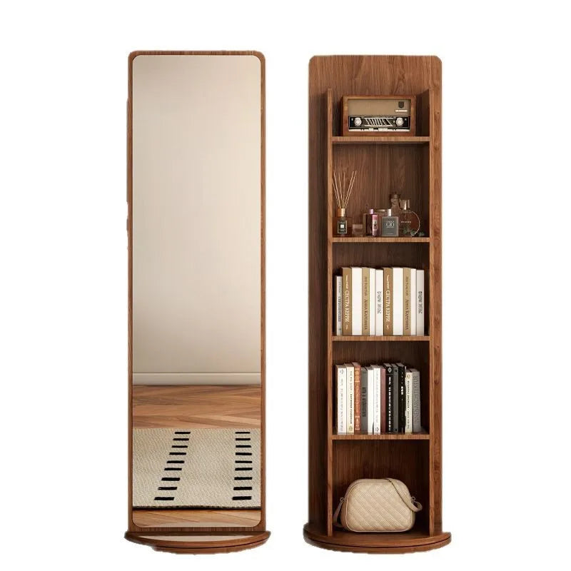 Removable magazine bookshelf rotating full-length mirror vertical full-body floor rotating storage integrated fitting mirror