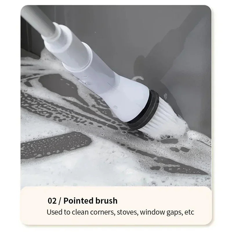 New 2000mAh 6-in-1 Electric Cleaning BrushWireless Electric Rotary Clean Brush Shower Clean Brush Kitchen Bathroom Home