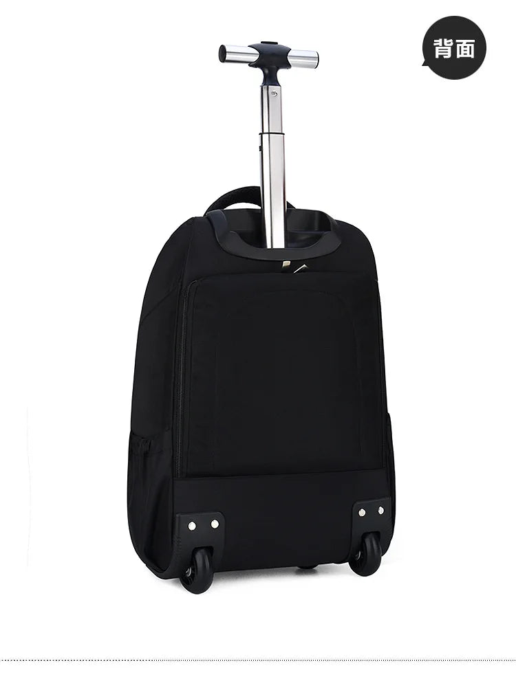 Men Trolley Backpack Shoulders Travel Bag with Wheels 24 Inch Students Rolling Luggage Business Trolley Large Capacity Suitcases