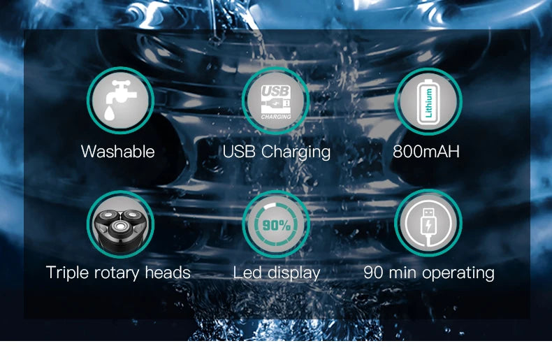 VGR Shaver Electric Razor Professional Shaving Machine Floating Beard Trimmer IPX7 Waterproof Rechargeable Shaver for Men V-306